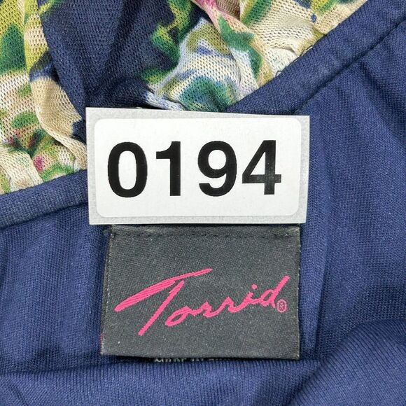Torrid Dress Women's 1 1X Blue Knee Length One Shoulder Floral Beach Cottagecore - Picture 13 of 13